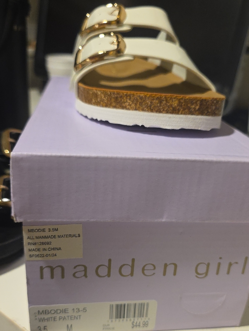 Madden Girl White(new) & Black(used) Double-Buckle Cork-Style Sandals for Kids